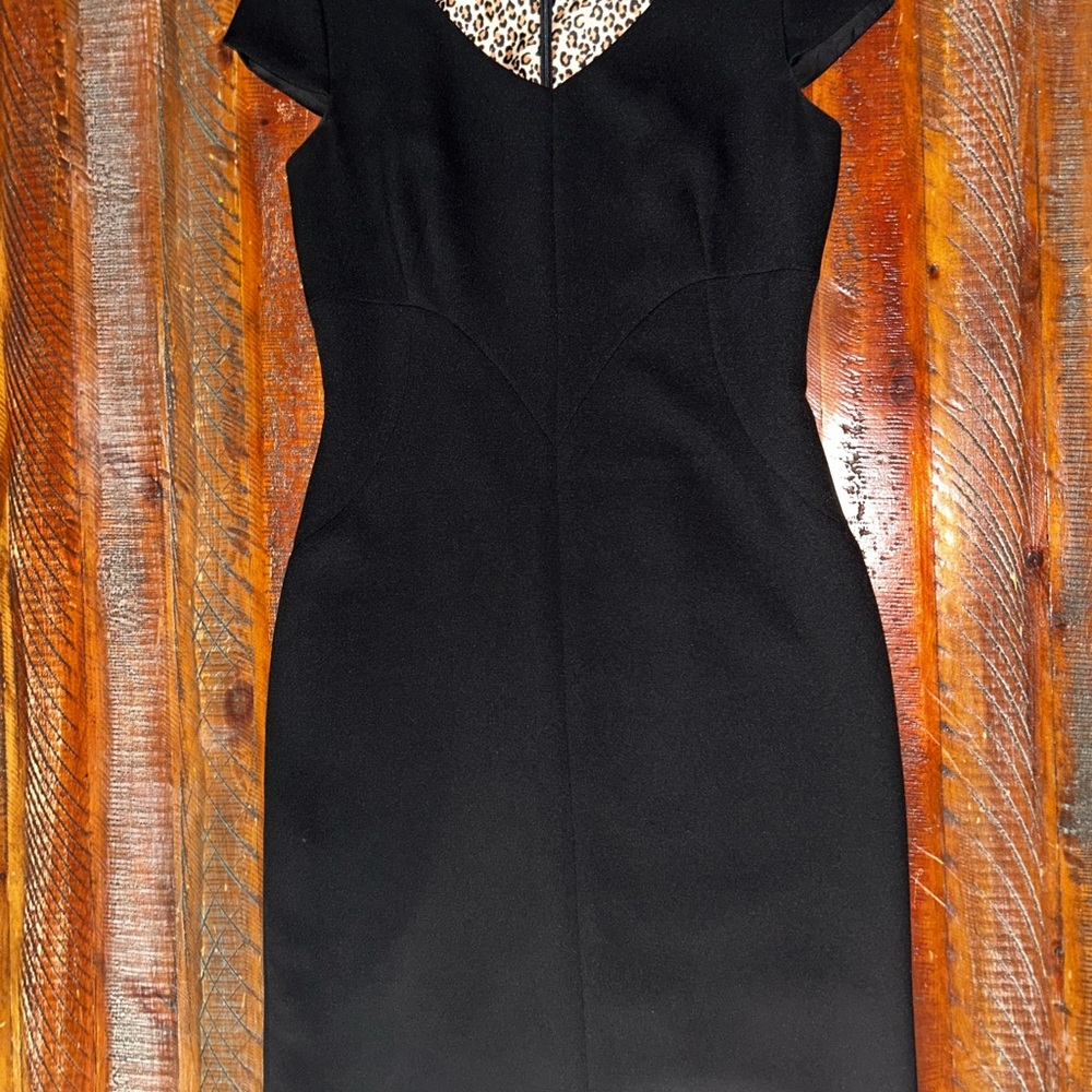 Tahari Black Dress with Leopard Detail